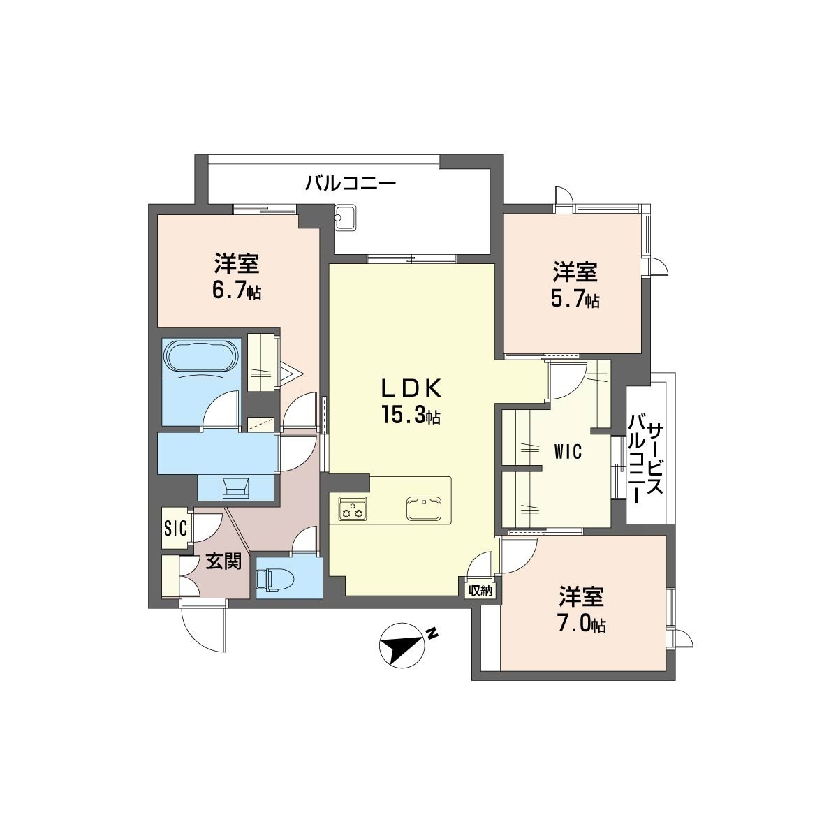 210号室・310号室 間取図