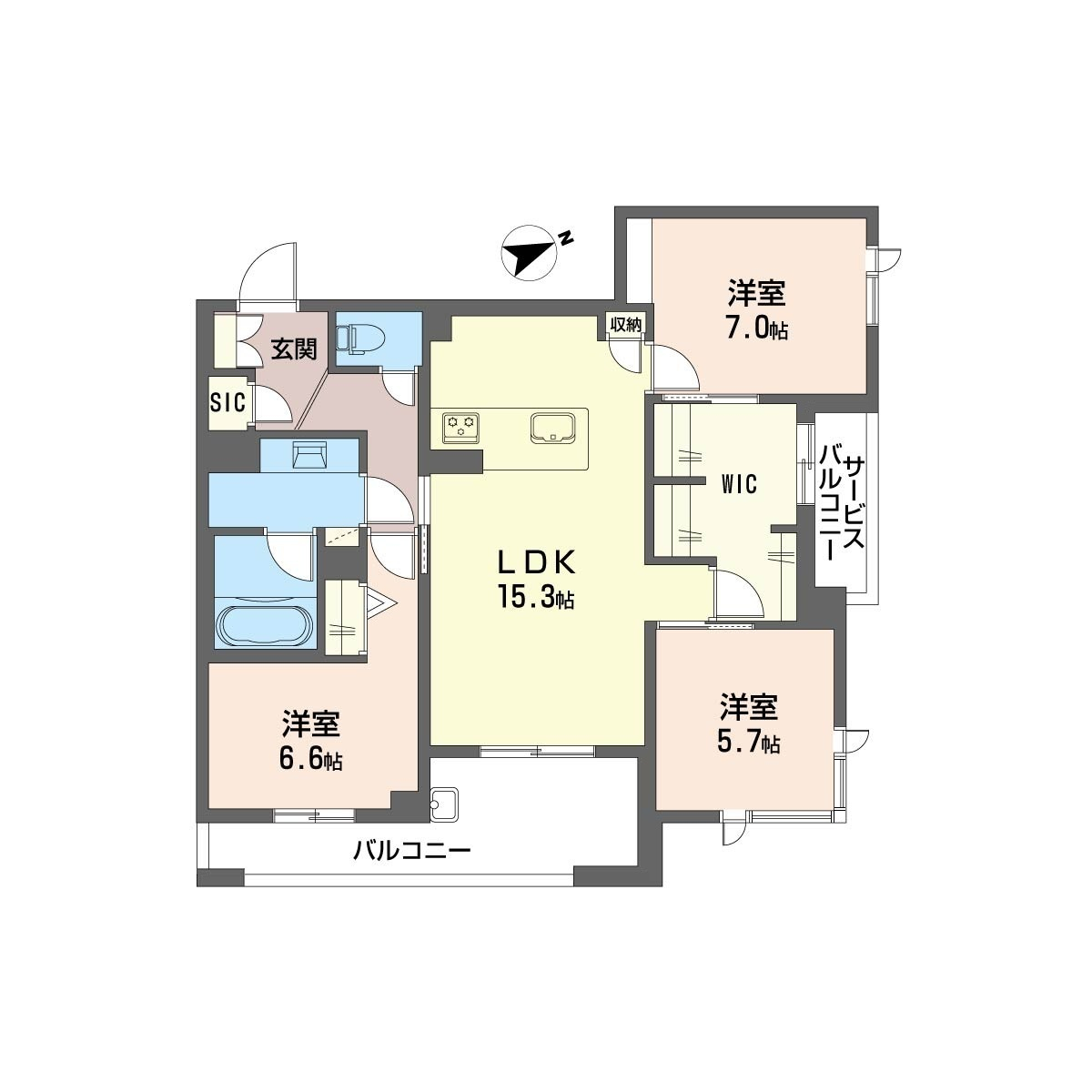 211号室・311号室 間取図
