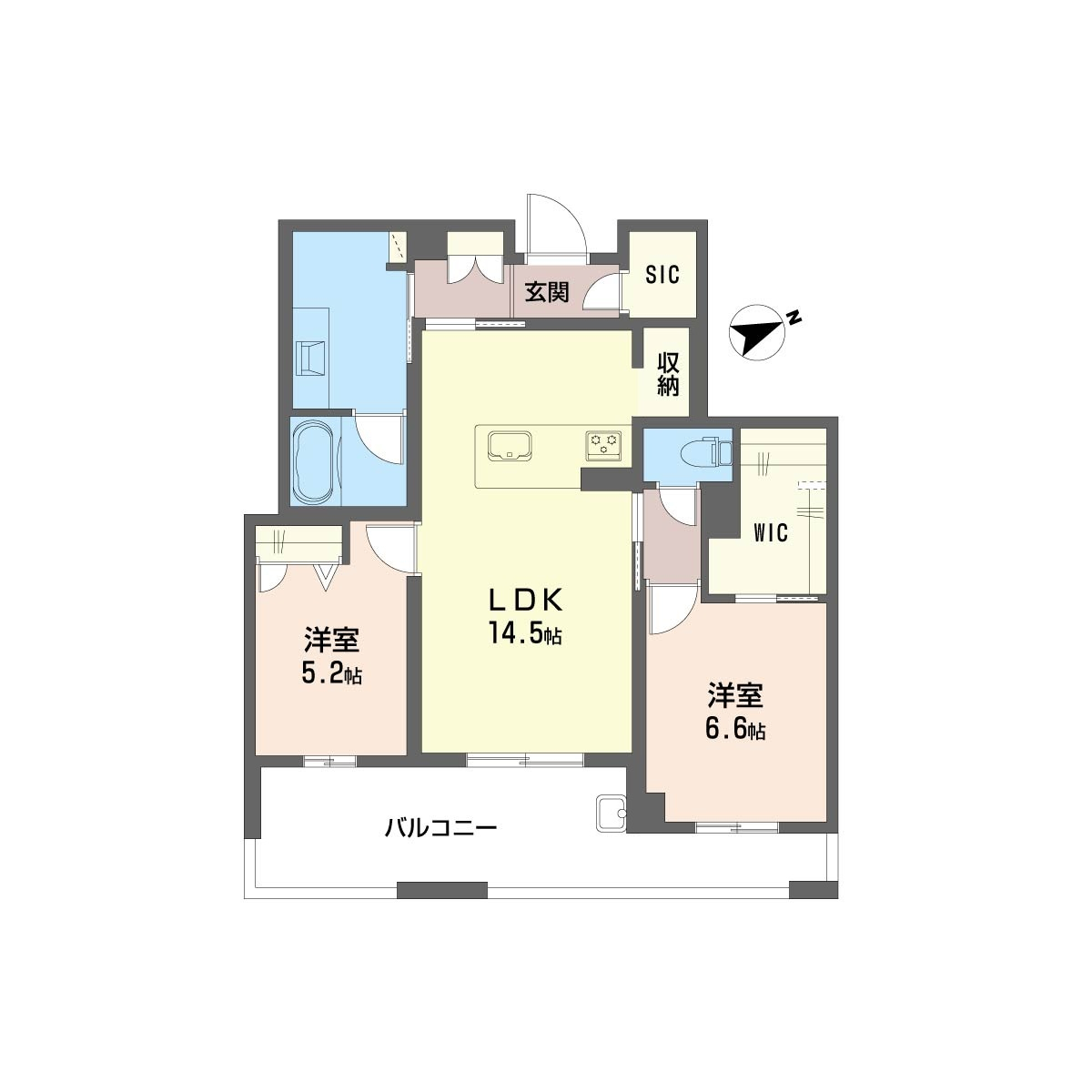 212号室・312号室 間取図