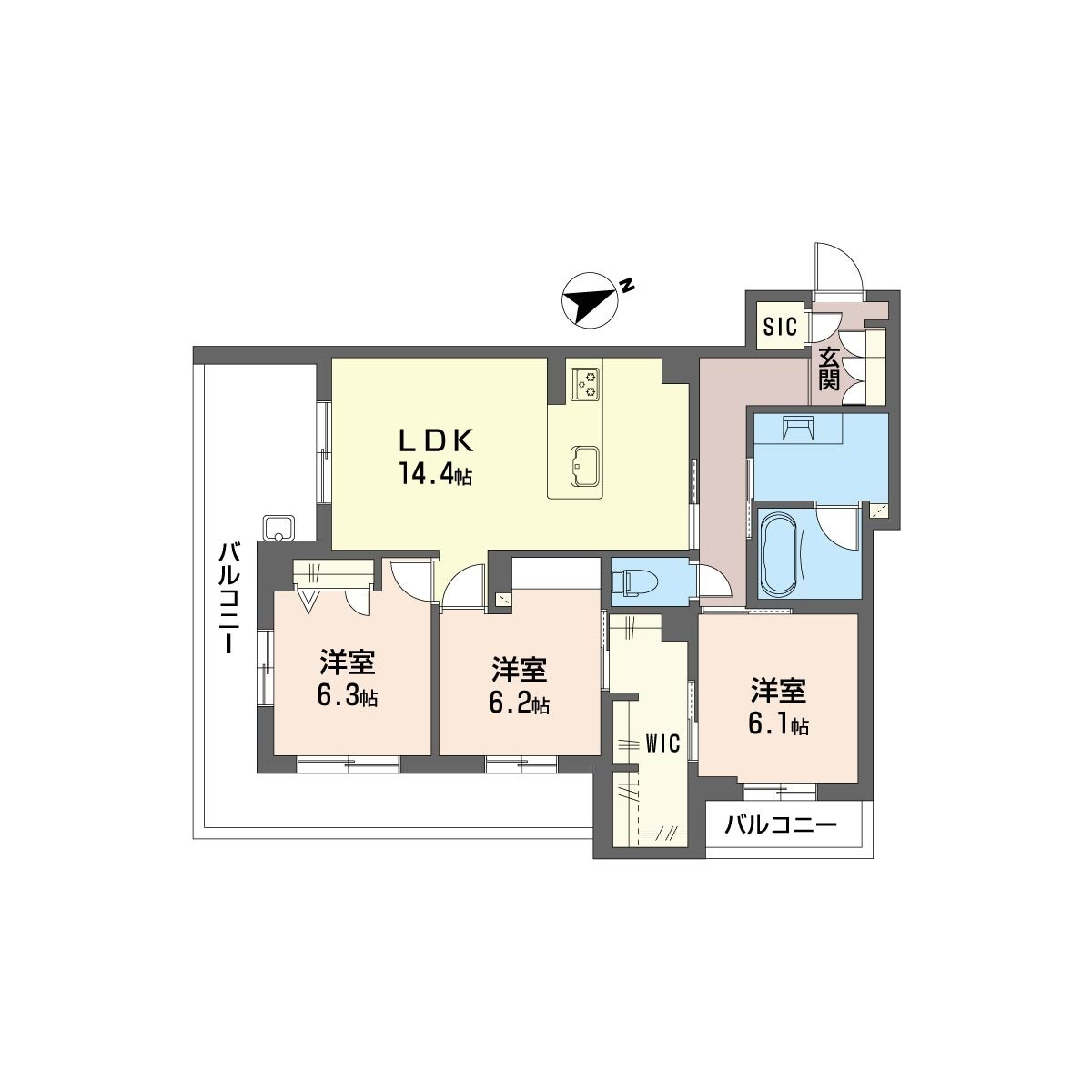 213号室 間取図